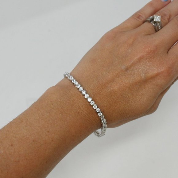 Macy's Jewelry - Macy's Cubic Zirconia S Link Line Bracelet Silver Plate